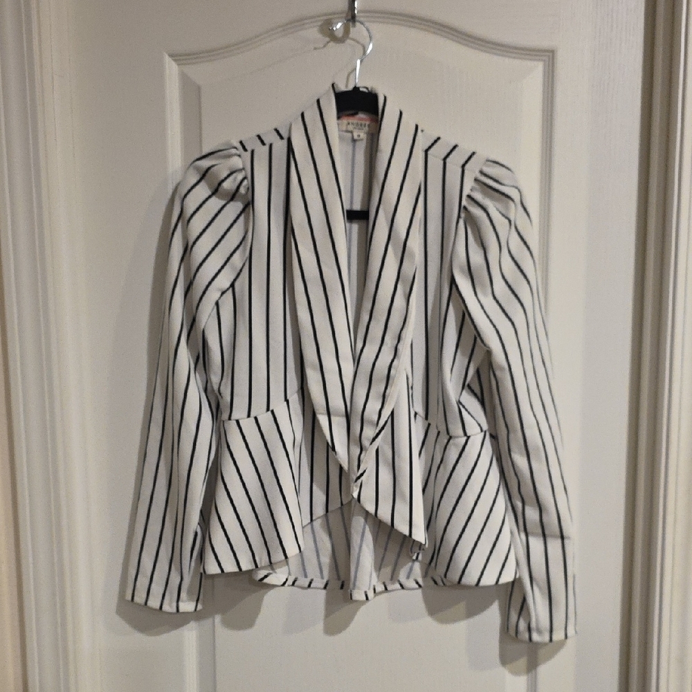 Andree Ivory and Black Pinstripe Blazer